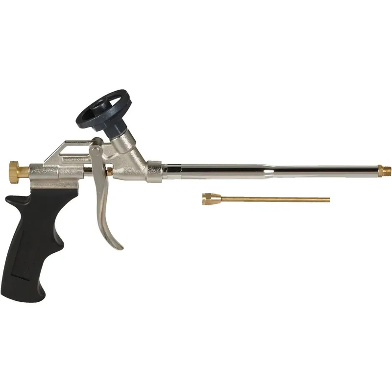 Quad Lightweight Metal Expanding Foam Applicator Gun – 8" Tube, Black/silver