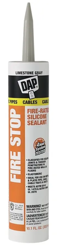 Fire Stop Silicone Sealant, Gray, 10.1-oz.