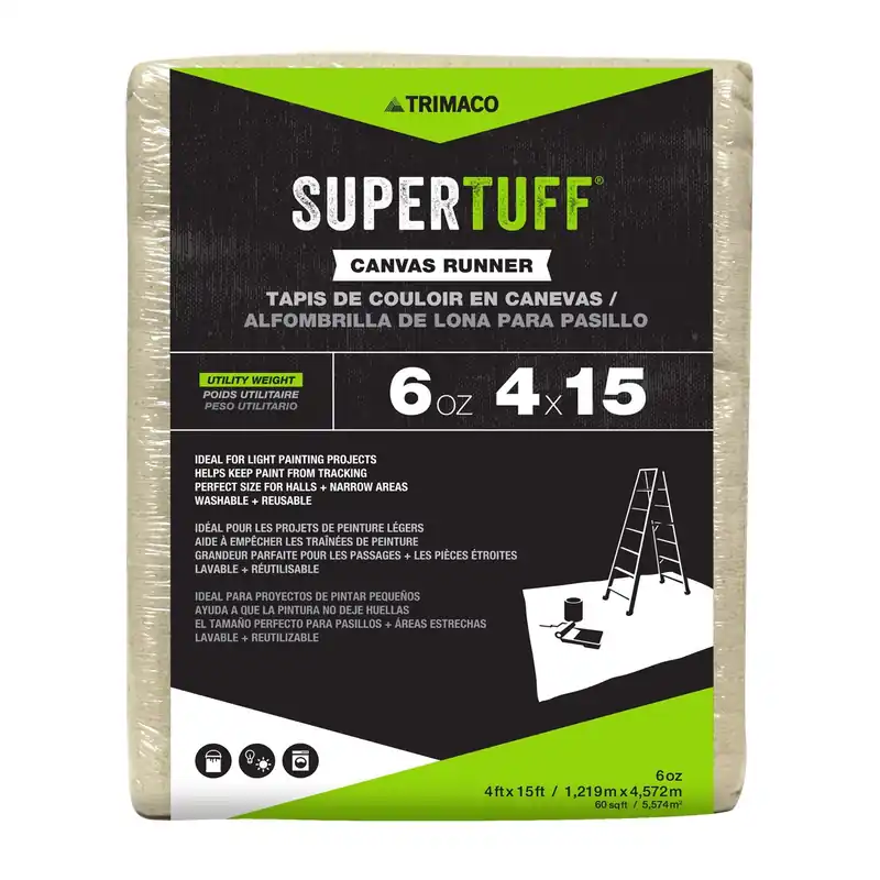 Supertuff 4 Ft. W X 15 Ft. L X 30 Mil 6 Oz Canvas Drop Cloth 1 Pk