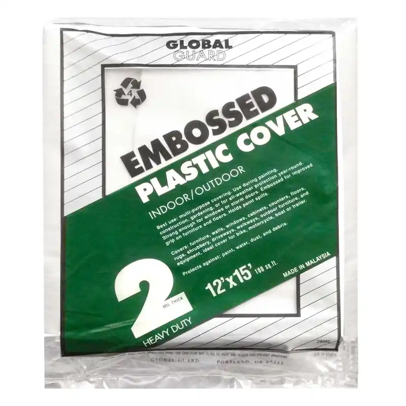 Globalguard 12 Ft. W X 15 Ft. L X 2 Mil Plastic Drop Cloth 1 Pk