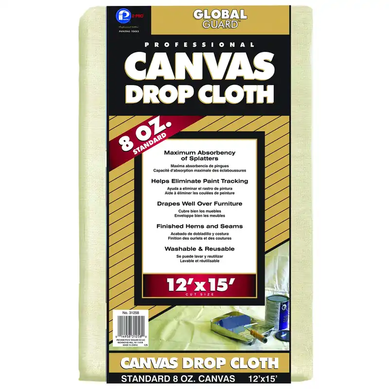 Globalguard 12 Ft. W X 15 Ft. L 8 Oz Professional Grade Canvas Drop Cloth 1 Pk