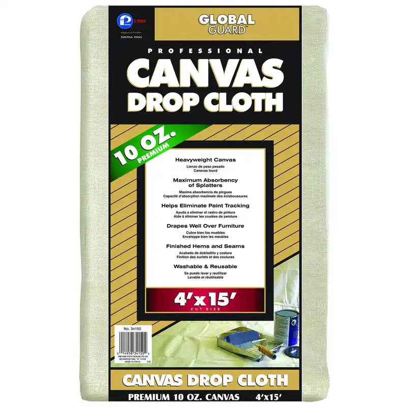 Globalguard 4 Ft. W X 15 Ft. L 10 Oz Professional Grade Canvas Drop Cloth 1 Pk