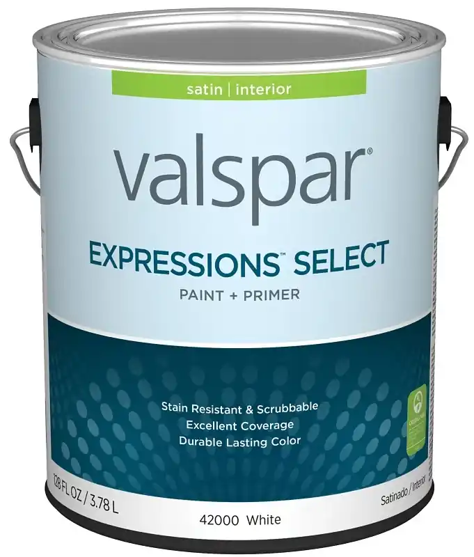 Paint And Primer Interior Satin White Gallon - Durable And Stain Resistant