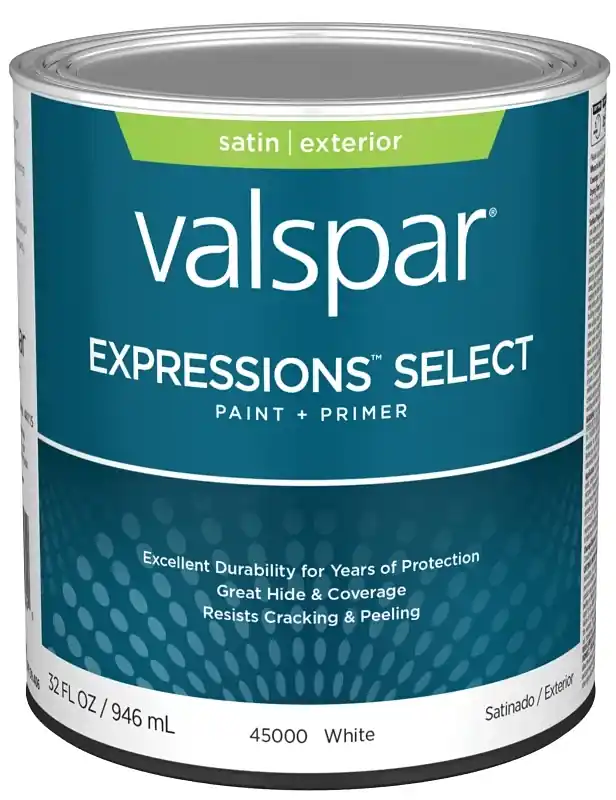Paint And Primer Exterior Satin White Quart 100% Acrylic Formula
