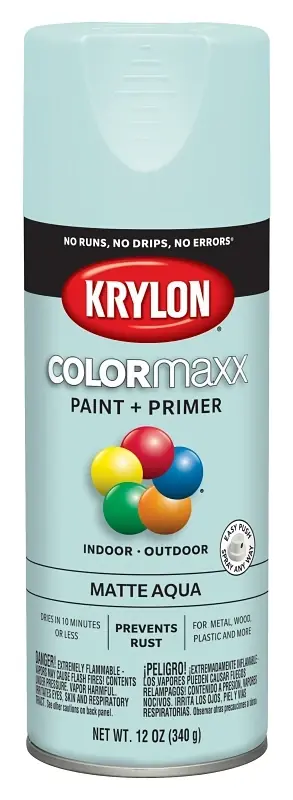 Colormaxx Spray Paint + Primer, Matte Aqua, 12-oz.