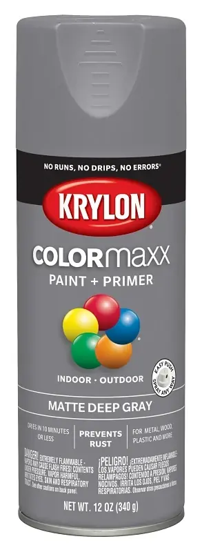 Colormaxx Spray Paint + Primer, Matte Deep Gray, 12-oz.