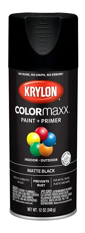 Colormaxx Spray Paint + Primer, Matte Black, 12-oz.
