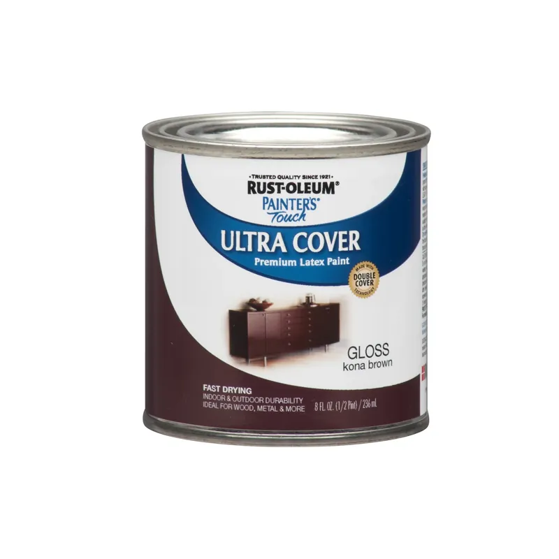 Painter‘s Touch Ultra Cover Latex Paint, Kona Brown Gloss, 1/2-pint