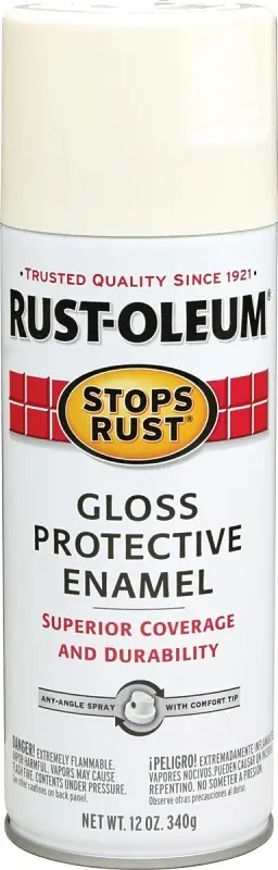 Stops Rust Spray Enamel, Canvas White Gloss, 12-oz.