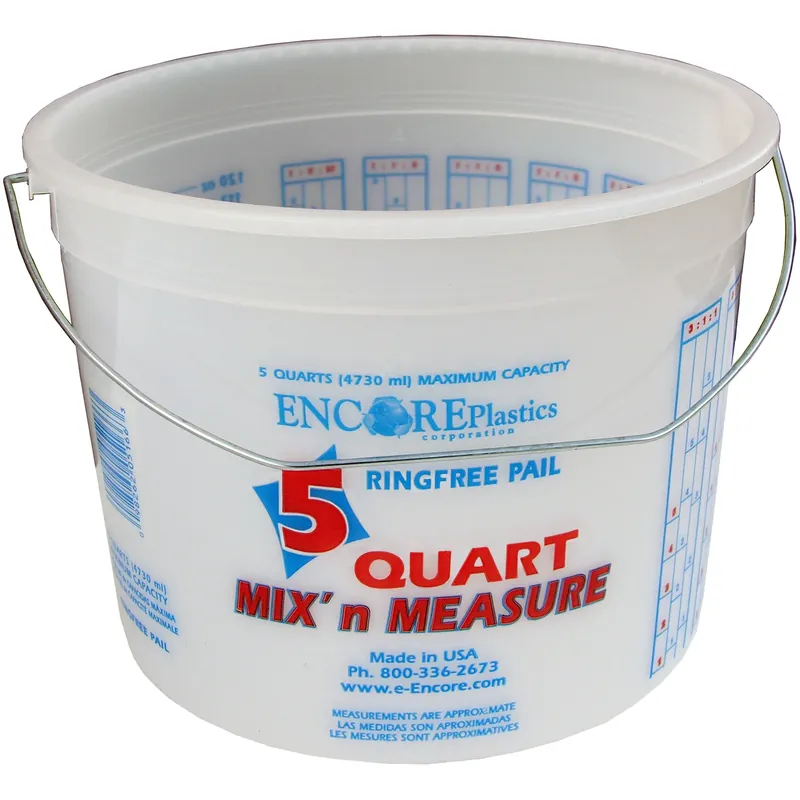 Mix‘ N Measure White 5 Quart Paint Pail With Handle And Graduation Markings