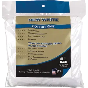 35 New White Cotton Knit Wiping Cloth - 1 Pound Bag Of Unbleached Rags