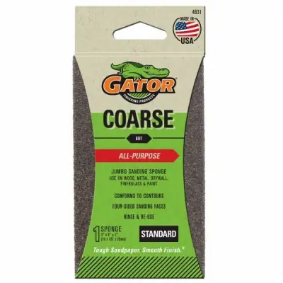 Gatorgrit Jumbo Sanding Sponge, 36-grit, 3 X 5 Inches For Coarse Finishing