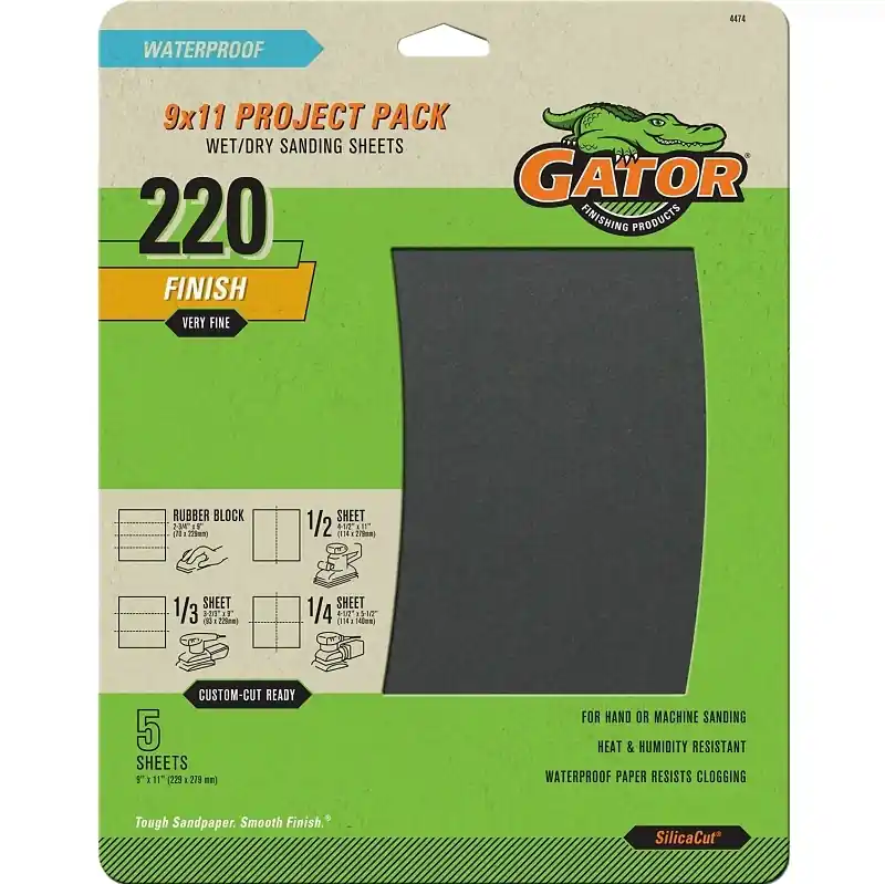 Sandpaper, Very Fine 220-grit, 9 X 11-in., 5-pk.