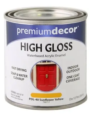 Premium Decor Sunflower Yellow Gloss Enamel Paint, 1/2 Pt.