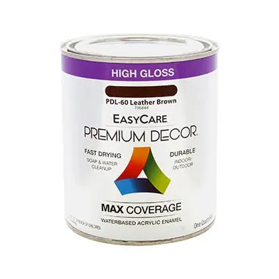 Premium Decor Leather Brown Gloss Enamel Paint, Qt.