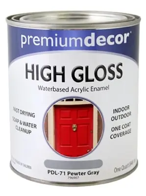 Premium Decor Pewter Gray Gloss Enamel Paint, Qt.