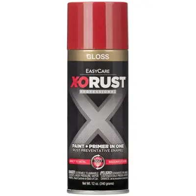 Anti-rust Enamel Spray Paint & Primer, Bright Red Gloss, 12 Ounce