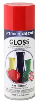 Premium Decor Spray Paint, Hot Red Gloss, 12 Oz.