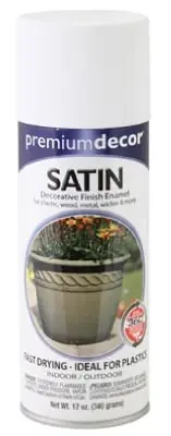 Premium Decor Spray Paint, White Satin, 12 Oz.