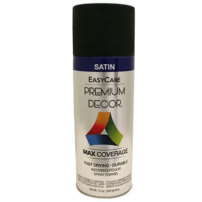 Premium Decor Spray Paint, Black Satin, 12 Oz.
