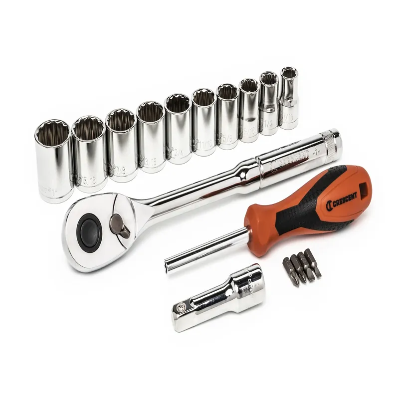 17 Piece 1/2 In. Drive Sae 12 Point Teardrop Socket Wrench Set