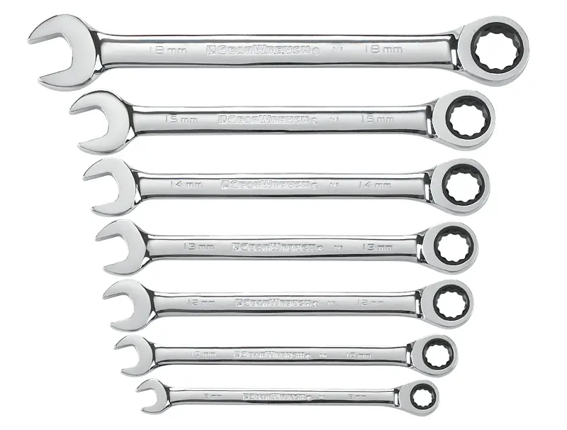 7-pc. Ratcheting Combination Metric Wrench Set, 72-tooth 12 Point
