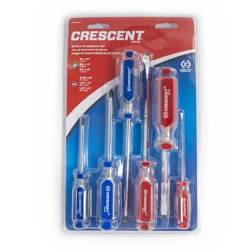 6 Piece Phillips/slotted Screwdriver Set With Magnetic Tips And Acetate Handles