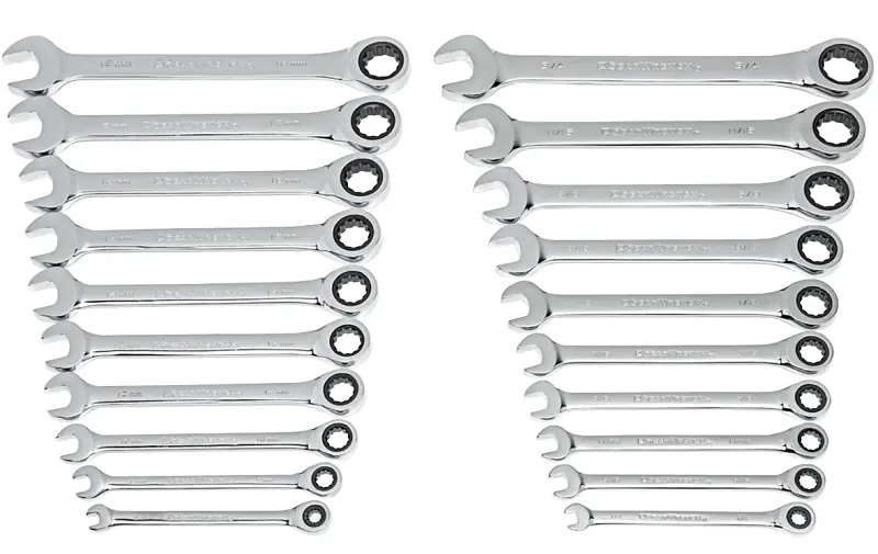 12 Point Metric And Sae Ratcheting Combination Wrench Set 20 Pieces