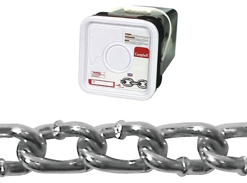 Square Pail 2/0 Twist Link Machine Chain, Blu-krome, 175 Ft.