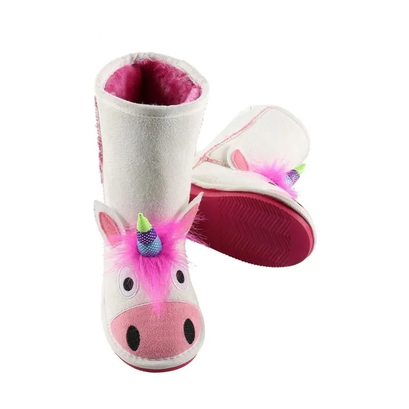Lazyone Unicorn Toasty Toez Girls Slippers, Large, White