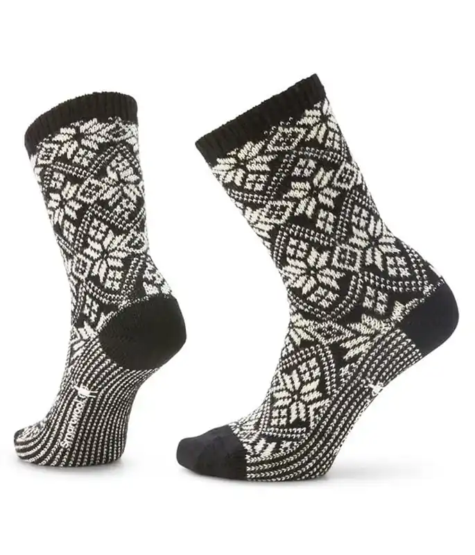 Women‘s Everyday Traditional Snowflake Crew Socks - Large - Black