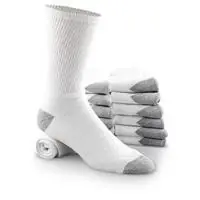 13 Pairs Railroad Men‘s Crew Socks, White, Size 10-13