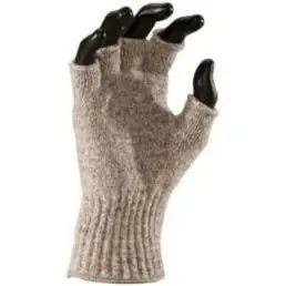Mid Weight Ragg Fingerless Gloves - Large - Brown Tweed