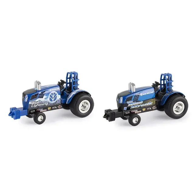 Puller Tractor Toy 1/64 Scale, Blue With Roll Bar And Oversized Tires