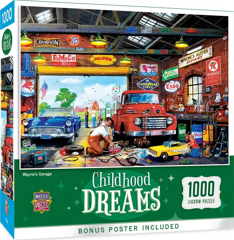 Masterpieces Childhod Dreams Collection - Wayne‘s Garage 19.25" X 26.75" Jigsaw Puzzle - 1000 Pieces