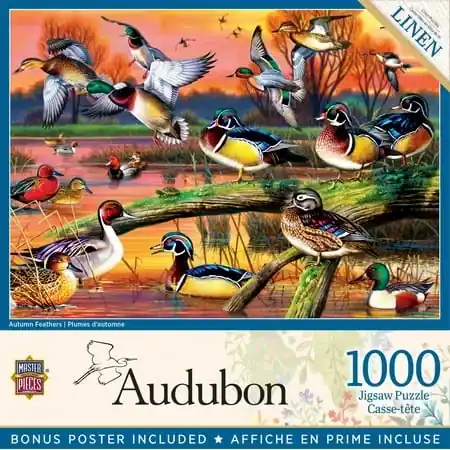 Audubon Autumn Feathers 1000 Piece Jigsaw Puzzle 19.25 X 26.75