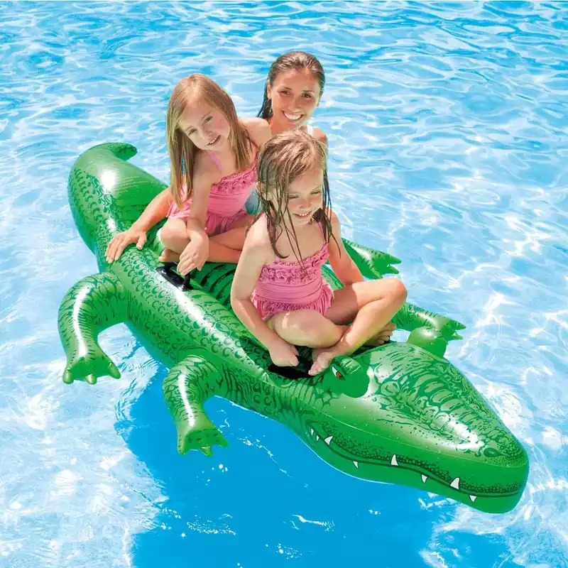 Green Vinyl Inflatable Giant Gator Ride-on Pool Float 80" X 45"