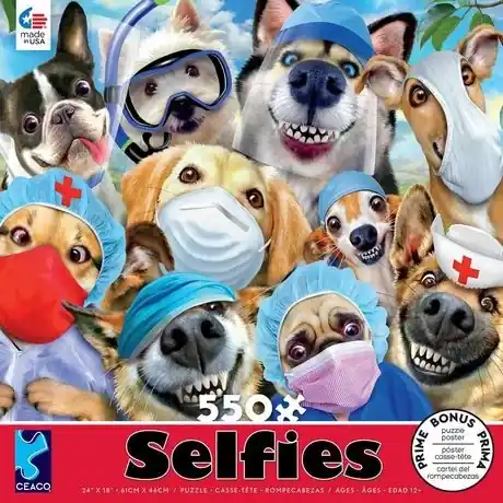 Selfies Puzzle - Masked Selfies 550 Piece Jigsaw Puzzle Multicolour