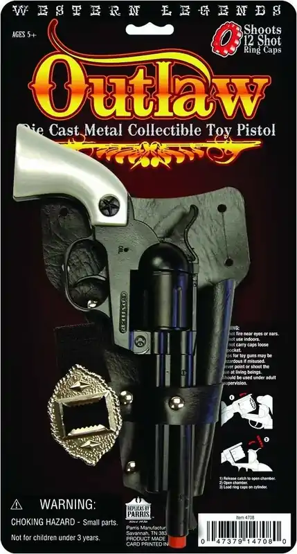 Outlaw Pistol With Pearl Grip And Holster - Action Imagination Toy