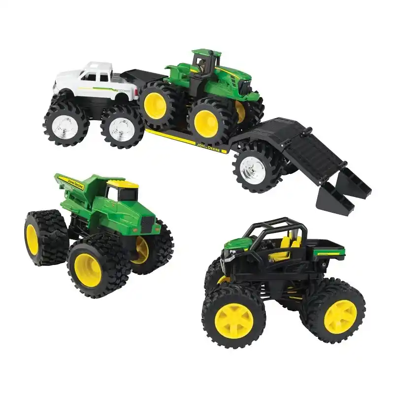 John Deere Monster Treads Toy Tractor Set, 5 Piece Vehicle Set For Kids
