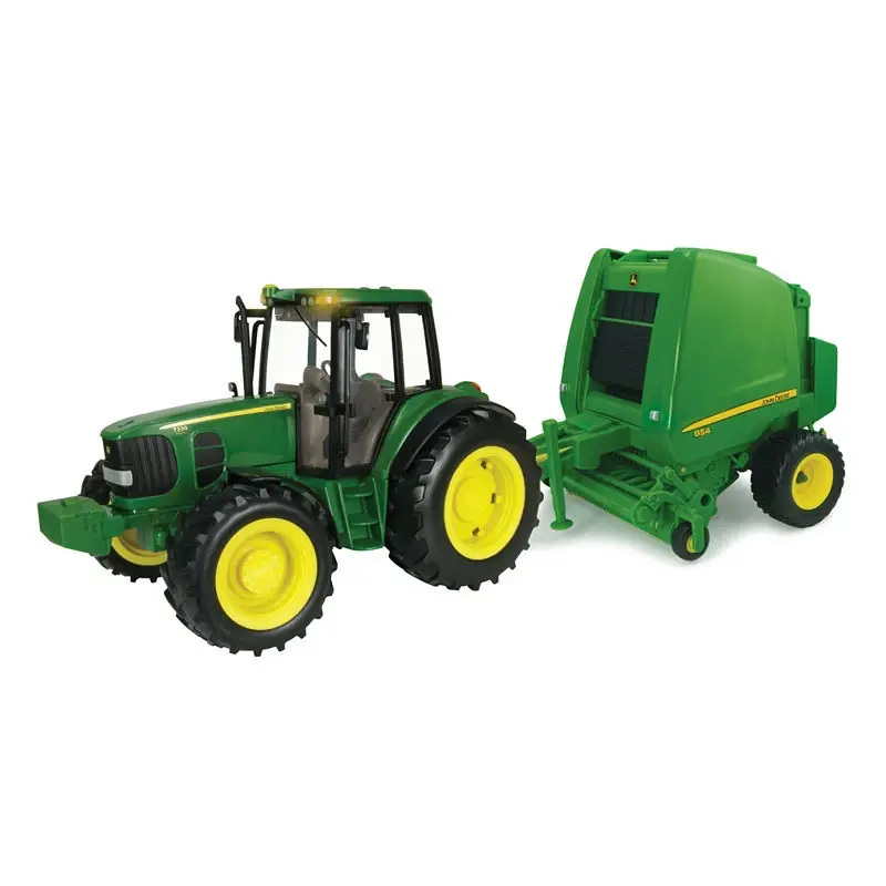 John Deere Big Farm Tractor And Round Baler Set 1 16 Scale Electronic Vehicle