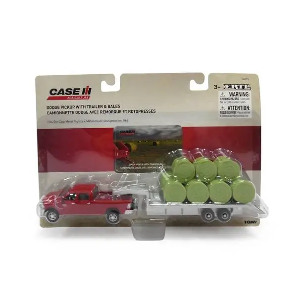 Dodge Pickup With Diecast Trailer And Bales, 1 64 Scale Model 14855