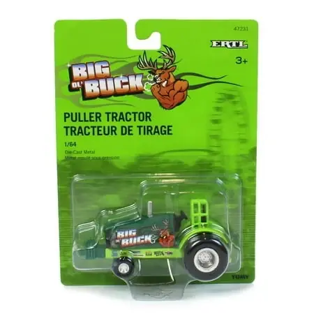 1/64 Scale Big Buck Green And Yellow Die-cast Pulling Tractor Model 47231
