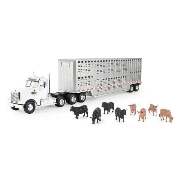 1 32 Freightliner 122sd Semi With Cattle Trailer And Livestock Transport