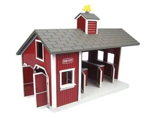 Stablemates Red Stable Play Set With Two Horses - 1 32 Scale