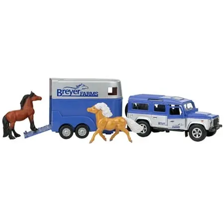 Farms 1 32 Scale Land Rover Play Set With Trailer And Horses - 4 Piece Set
