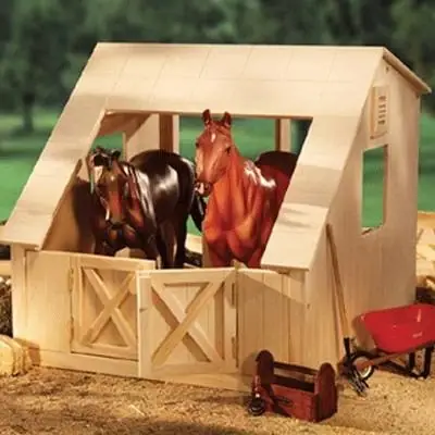 Traditional Wood Stable For 1 9 Scale Horse Models - 2 Stall Barn