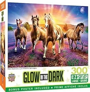 Glow In The Dark Wild Stallions 300 Piece Ez Grip Jigsaw Puzzle - 18 X 24