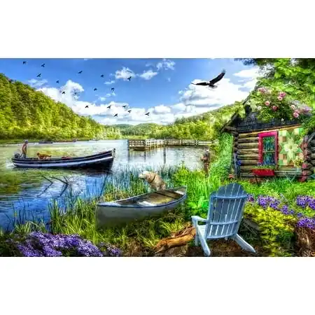 Sunsout Inc Cottage At The Lake 550 Piece Jigsaw Puzzle