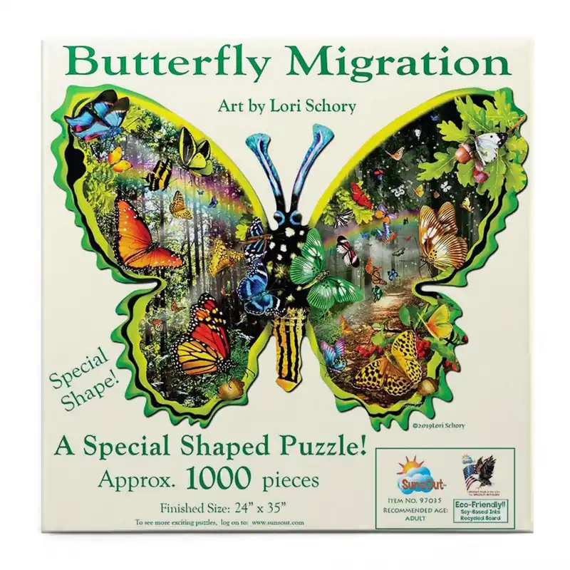 Butterfly Migration 1000 Piece Special Shaped Jigsaw Puzzle By Sunsout Inc